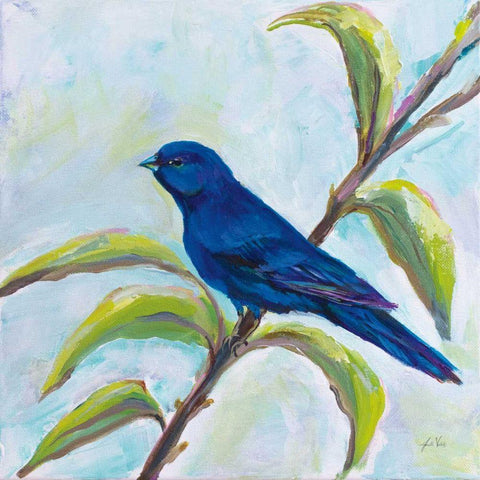 Indigo Bunting Gold Ornate Wood Framed Art Print with Double Matting by Vertentes, Jeanette