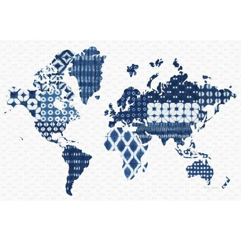 Shibori Map White Modern Wood Framed Art Print by Green, Nancy