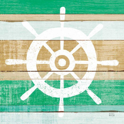 Beachscape VI Helm Green Black Ornate Wood Framed Art Print with Double Matting by Mullan, Michael