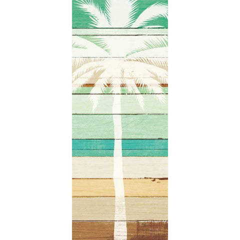 Beachscape Palms IV Green Gold Ornate Wood Framed Art Print with Double Matting by Mullan, Michael