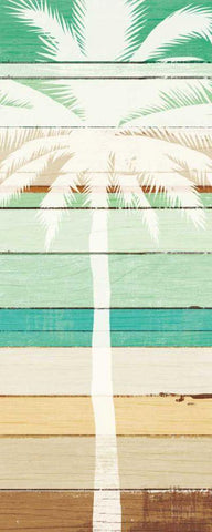 Beachscape Palms IV Green White Modern Wood Framed Art Print with Double Matting by Mullan, Michael