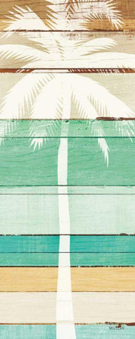 Beachscape Palms V Green Black Ornate Wood Framed Art Print with Double Matting by Mullan, Michael