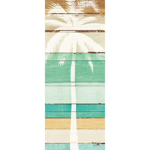 Beachscape Palms V Green Gold Ornate Wood Framed Art Print with Double Matting by Mullan, Michael
