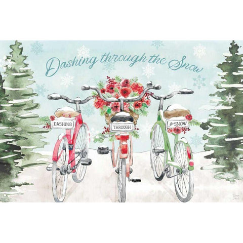 Holiday Ride I Gold Ornate Wood Framed Art Print with Double Matting by June, Dina