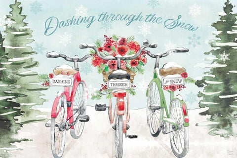 Holiday Ride I White Modern Wood Framed Art Print with Double Matting by June, Dina