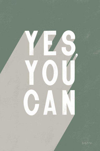 Yes You Can Sage Black Ornate Wood Framed Art Print with Double Matting by Thorns, Becky