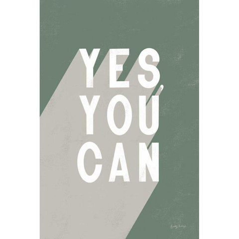 Yes You Can Sage Gold Ornate Wood Framed Art Print with Double Matting by Thorns, Becky