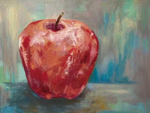 Red Apple Crop White Modern Wood Framed Art Print with Double Matting by Vertentes, Jeanette