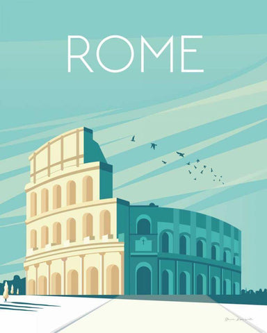 Rome White Modern Wood Framed Art Print with Double Matting by Escalante, Omar
