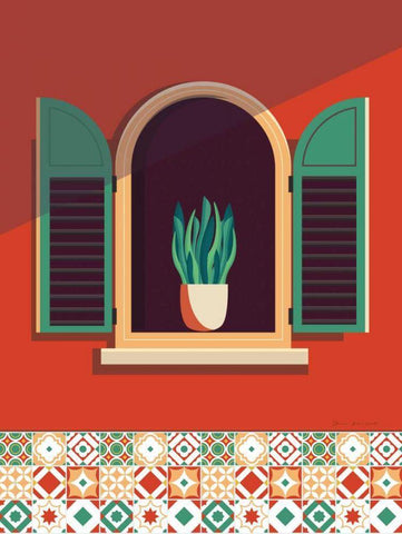 Window Lisboa Black Ornate Wood Framed Art Print with Double Matting by Escalante, Omar