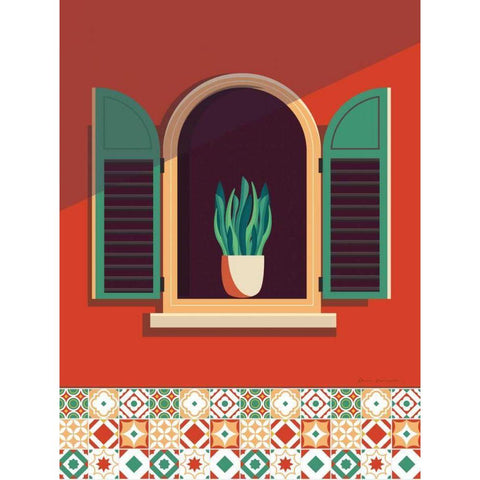 Window Lisboa Gold Ornate Wood Framed Art Print with Double Matting by Escalante, Omar