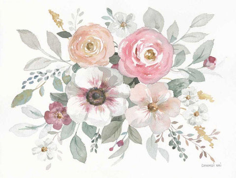 Essence of Spring I White Modern Wood Framed Art Print with Double Matting by Nai, Danhui