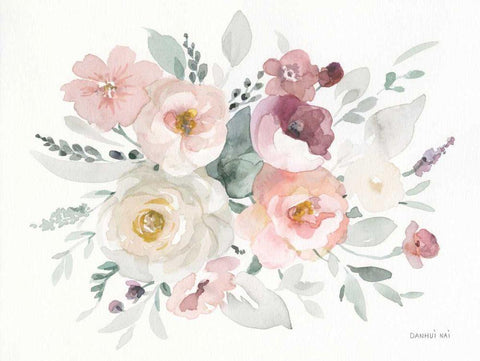 Essence of Spring II White Modern Wood Framed Art Print with Double Matting by Nai, Danhui