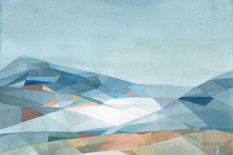 Geometric Mountain White Modern Wood Framed Art Print with Double Matting by Nai, Danhui