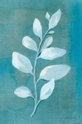 Cool Leaves I White Modern Wood Framed Art Print with Double Matting by Nai, Danhui