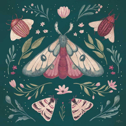 Winged Study II Plum Black Modern Wood Framed Art Print with Double Matting by Penner, Janelle