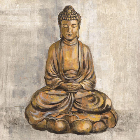 Bronze Buddha Black Modern Wood Framed Art Print by Vassileva, Silvia