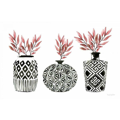 Geometric Vases I White Modern Wood Framed Art Print by Charro, Mercedes Lopez