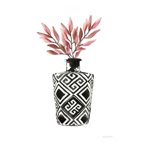 Geometric Vases III Black Modern Wood Framed Art Print by Charro, Mercedes Lopez