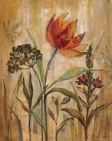 Aquarelle Garden I White Modern Wood Framed Art Print with Double Matting by Vassileva, Silvia