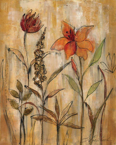 Aquarelle Garden II White Modern Wood Framed Art Print with Double Matting by Vassileva, Silvia