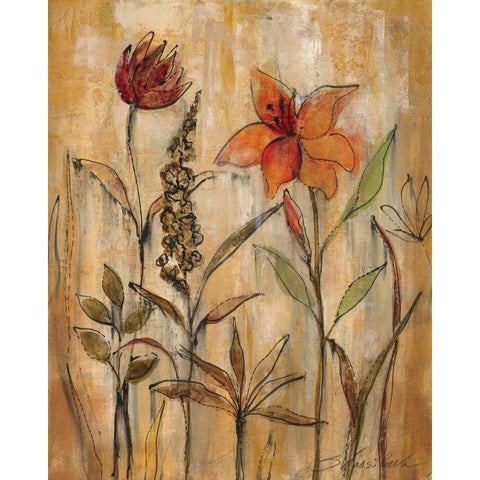Aquarelle Garden II Black Modern Wood Framed Art Print by Vassileva, Silvia