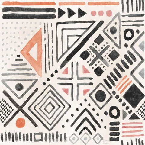 Kasbah Crush Pattern IVA Black Ornate Wood Framed Art Print with Double Matting by June, Dina