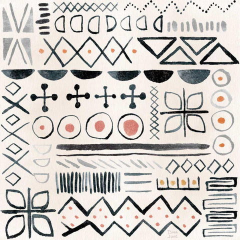 Kasbah Crush Pattern VA White Modern Wood Framed Art Print with Double Matting by June, Dina