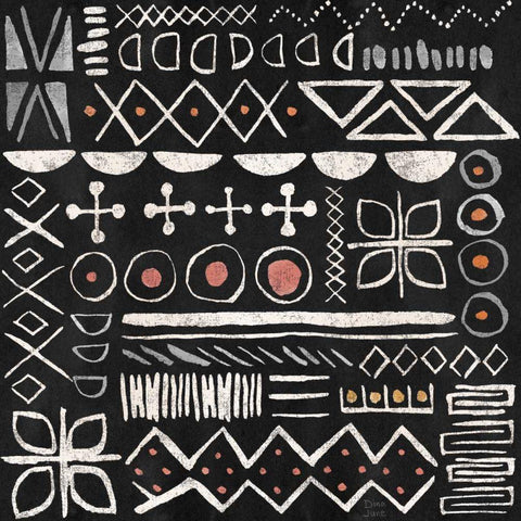 Kasbah Crush Pattern VB Black Ornate Wood Framed Art Print with Double Matting by June, Dina
