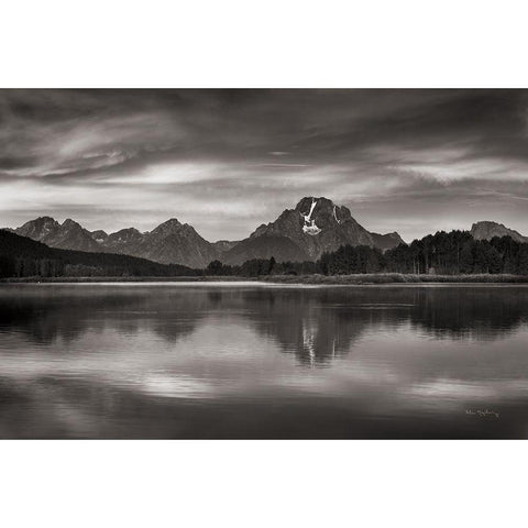 Oxbow Bend Sunrise Black Modern Wood Framed Art Print with Double Matting by Majchrowicz, Alan