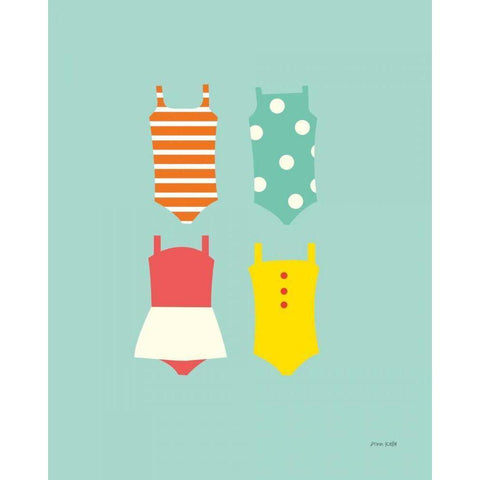 Bahting Suits Galore II Blue Black Modern Wood Framed Art Print with Double Matting by Kelle, Ann