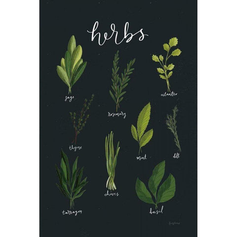 Herbs I Black Gold Ornate Wood Framed Art Print with Double Matting by Thorns, Becky