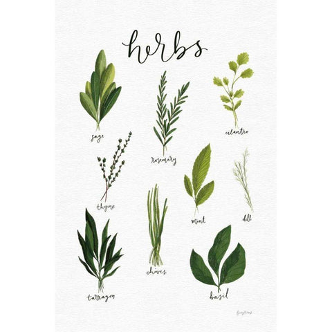 Herbs I White Gold Ornate Wood Framed Art Print with Double Matting by Thorns, Becky