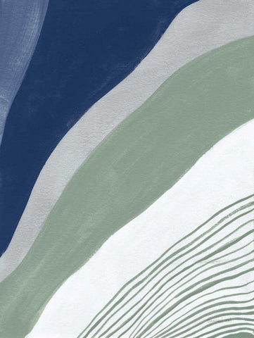 Blue Green Abstract IV Black Ornate Wood Framed Art Print with Double Matting by Nai, Danhui