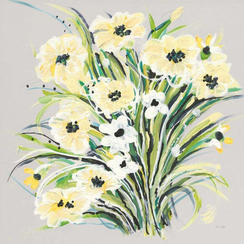 Spring II Gray White Modern Wood Framed Art Print with Double Matting by Griggs, Jan