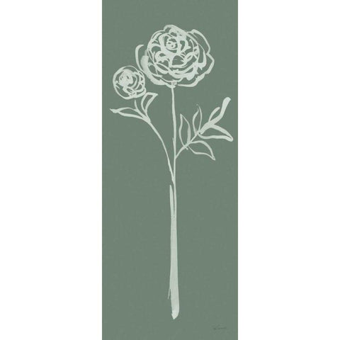 Floral Line I Green Gold Ornate Wood Framed Art Print with Double Matting by Schlabach, Sue