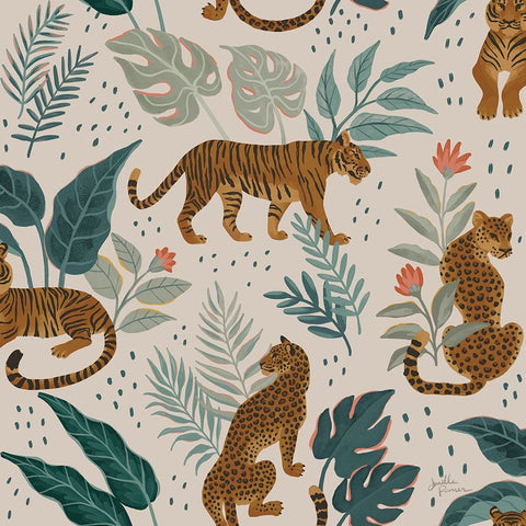 Big Cat Beauty Pattern IA Black Modern Wood Framed Art Print by Penner, Janelle