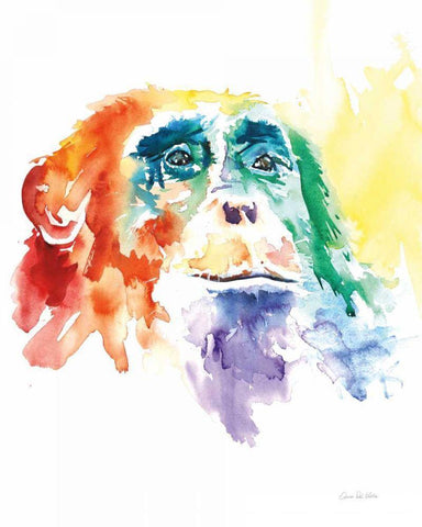 Chimpanzee I White Modern Wood Framed Art Print with Double Matting by Valle, Aimee Del