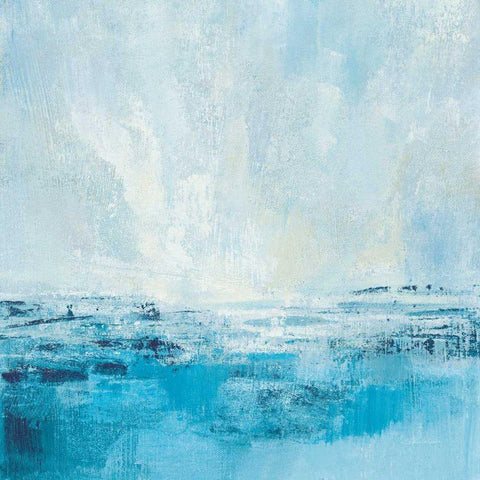 Coastal View II Aqua White Modern Wood Framed Art Print by Vassileva, Silvia