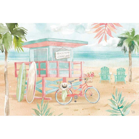 Surfs Up I Gold Ornate Wood Framed Art Print with Double Matting by June, Dina