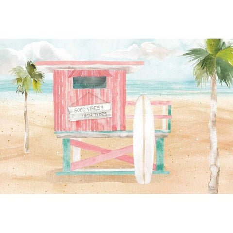 Surfs Up VIII Gold Ornate Wood Framed Art Print with Double Matting by June, Dina