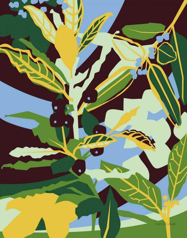Bay Leaf Black Ornate Wood Framed Art Print with Double Matting by Gallagher, Megan