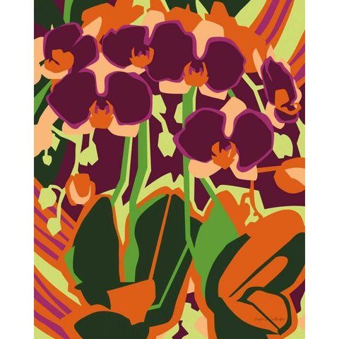 Orchids Gold Ornate Wood Framed Art Print with Double Matting by Gallagher, Megan