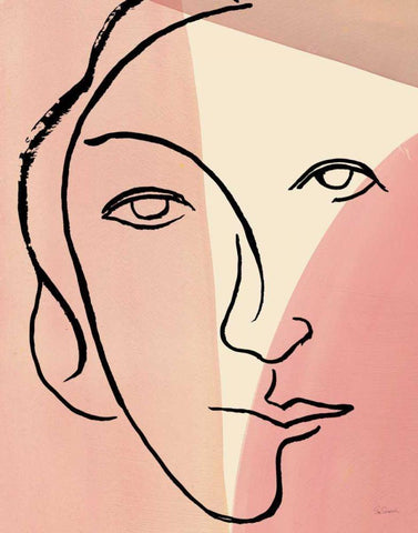 Ink Women V Colorblock White Modern Wood Framed Art Print with Double Matting by Schlabach, Sue