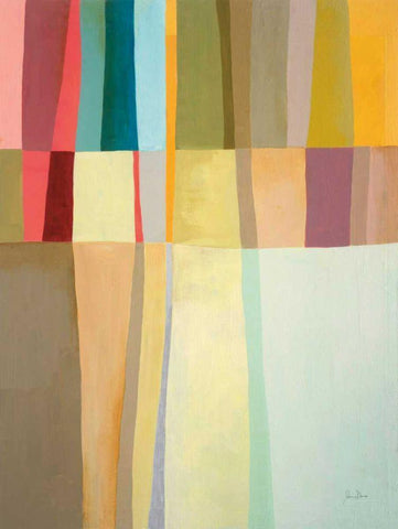 Stitched Together III White Modern Wood Framed Art Print with Double Matting by Davies, Jane