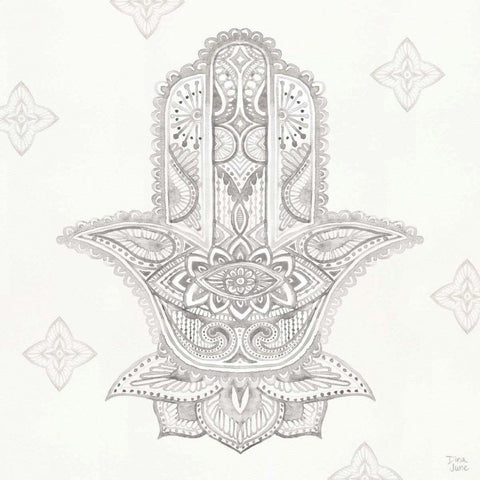Touch of Hamsa III Black Ornate Wood Framed Art Print with Double Matting by June, Dina