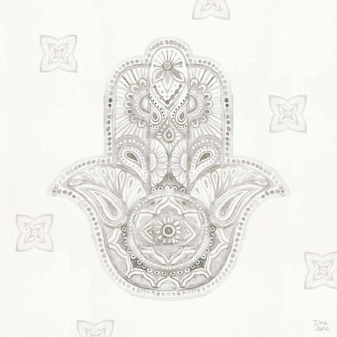 Touch of Hamsa IV Black Ornate Wood Framed Art Print with Double Matting by June, Dina