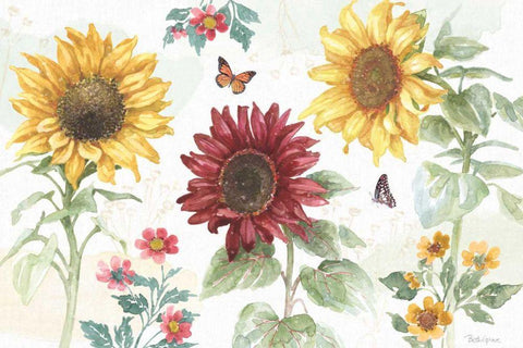 Sunflower Splendor IV White Modern Wood Framed Art Print with Double Matting by Grove, Beth