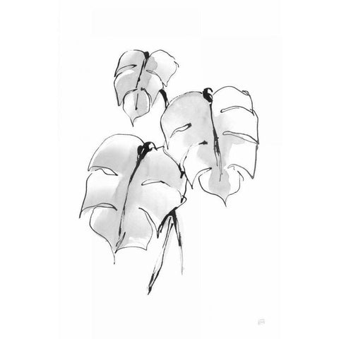 Wash Split Leaf I White Modern Wood Framed Art Print by Paschke, Chris