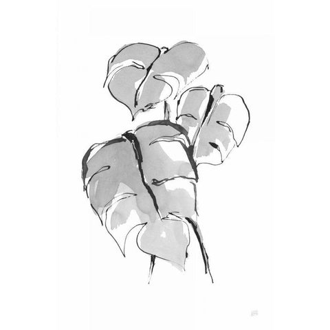 Wash Split Leaf II White Modern Wood Framed Art Print by Paschke, Chris